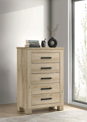 Oakglen - 5-Drawer Bedroom Chest Of Drawers - Weathered Oak - JaxCo Furniture