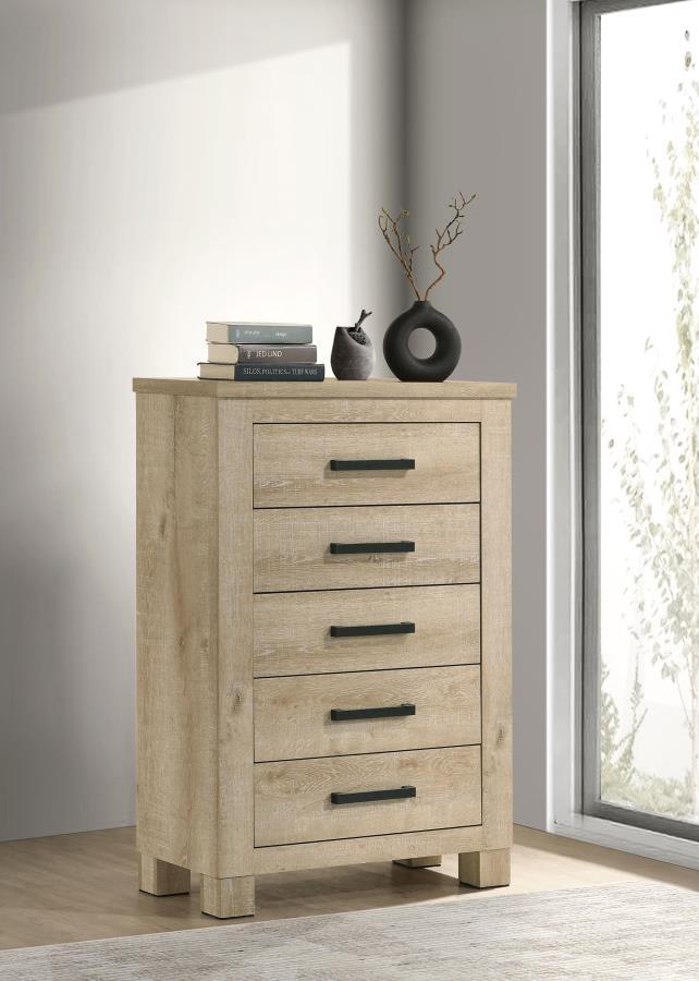 Oakglen - 5-Drawer Bedroom Chest Of Drawers - Weathered Oak - JaxCo Furniture