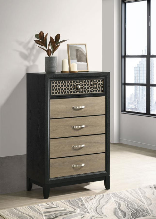 Valencia - 5-Drawer Bedroom Chest - Black - JaxCo Furniture