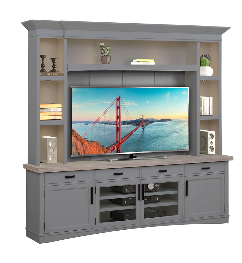 Americana Modern - TV Console with Hutch, Backpanel and LED Lights - JaxCo Furniture