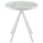 Briggs - Round Marble Printed Glass Top End Side Table - JaxCo Furniture