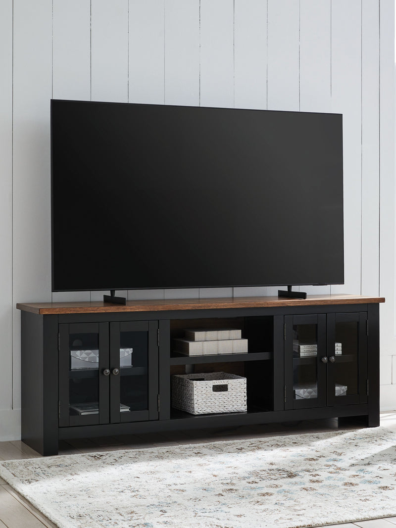 Wildenauer - Brown / Black - XL TV Stand With Fireplace Option - JaxCo Furniture