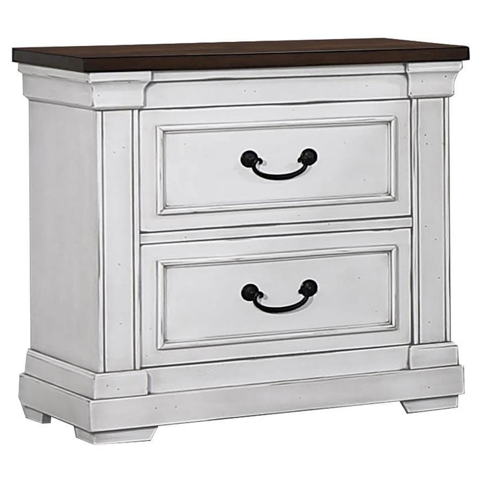 Hillcrest - 2-Drawer Nightstand - Distressed White - JaxCo Furniture