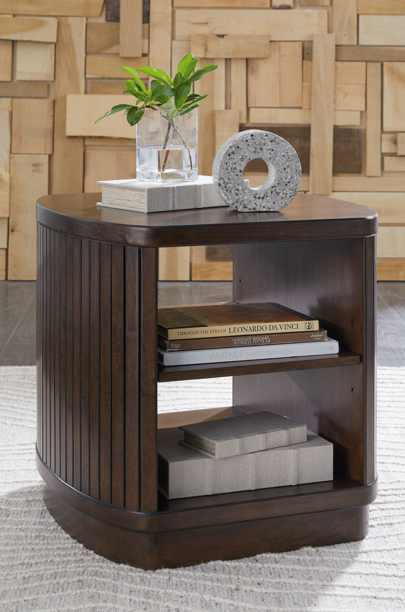 Korestone - Dark Brown - Square End Table - JaxCo Furniture