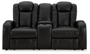 Caveman Den - Midnight - Power Reclining Loveseat with Console/ Adj Hdrst - JaxCo Furniture