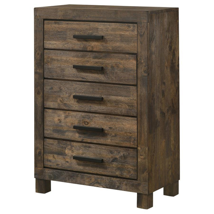 Woodmont - 5-Drawer Bedroom Chest - Rustic Golden Brown - JaxCo Furniture