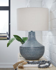 Schylarmont - Antique Gray / White - Metal Table Lamp - JaxCo Furniture