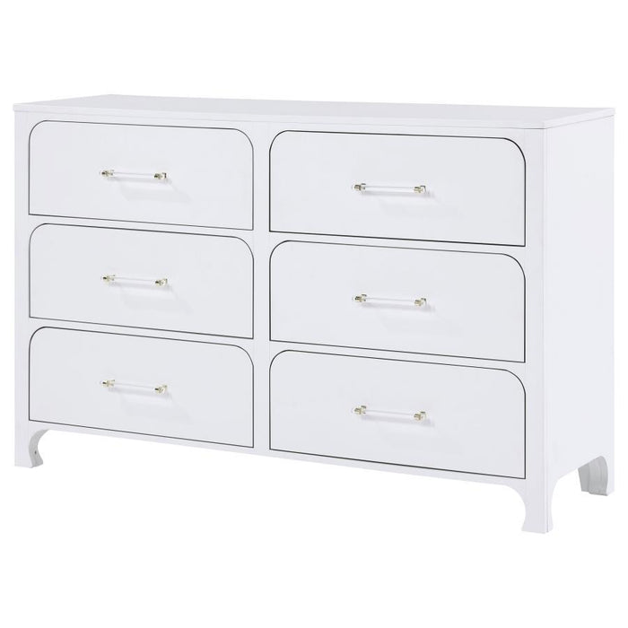 Anastasia - 6-Drawer Dresser - Pearl White - JaxCo Furniture