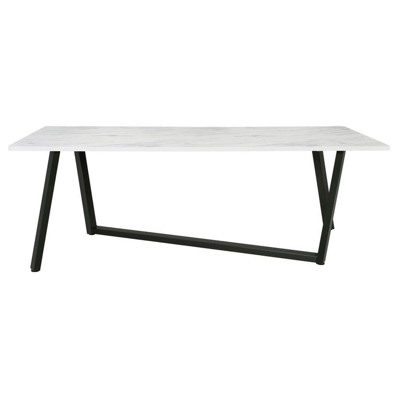 Mayer - Rectangular Faux Marble Dining Table - White - JaxCo Furniture
