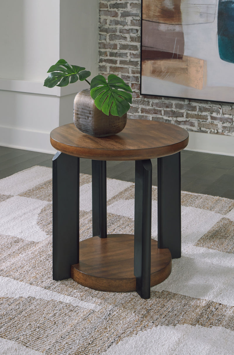 Kraeburn - Brown / Black - Round End Table - JaxCo Furniture