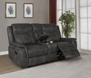 Lawrence - Upholstered Padded Arm Reclining Loveseat - Charcoal - JaxCo Furniture