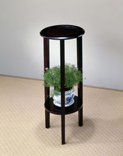 Kirk - 1-Shelf Round Wood Plant Stand Side Table - Espresso - JaxCo Furniture