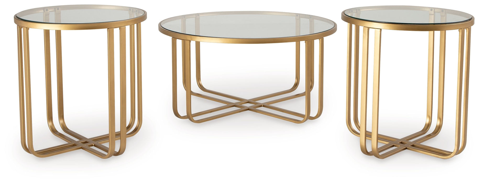 Milloton - Gold - Occasional Table Set (Set of 3)