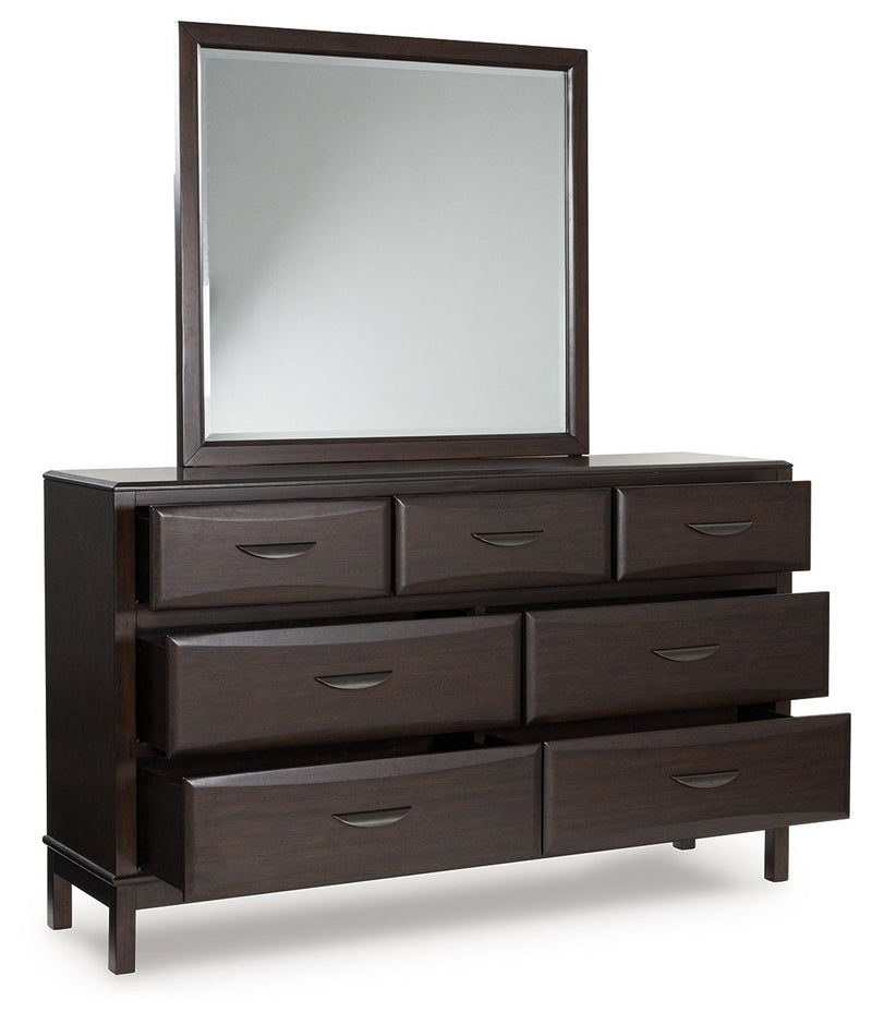 Vanmore - Dark Brown - Dresser And Mirror - JaxCo Furniture