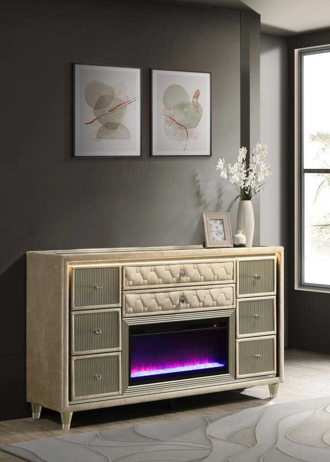 Lorient - 8-Drawer LED Bedroom Flame Box Dresser - JaxCo Furniture