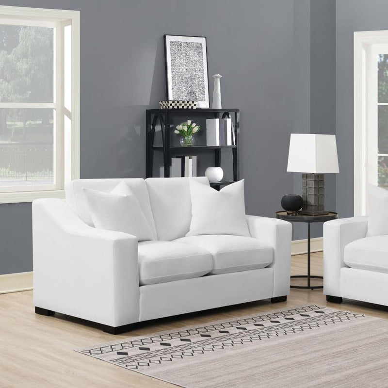 Ashlyn - Upholstered Sloped Arm Loveseat - White - JaxCo Furniture