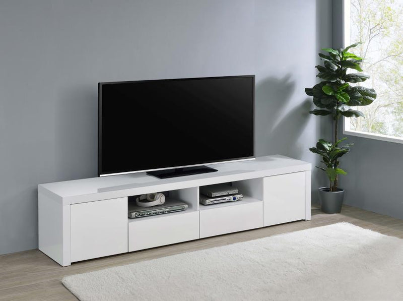 Jude - 2 Door Engineered Wood TV Stand - High Gloss White - JaxCo Furniture
