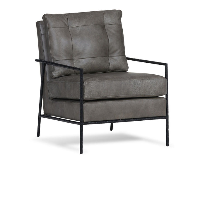 Classic Custom - Corbin Leather Stationary Accent Chair - Dark Gray - JaxCo Furniture