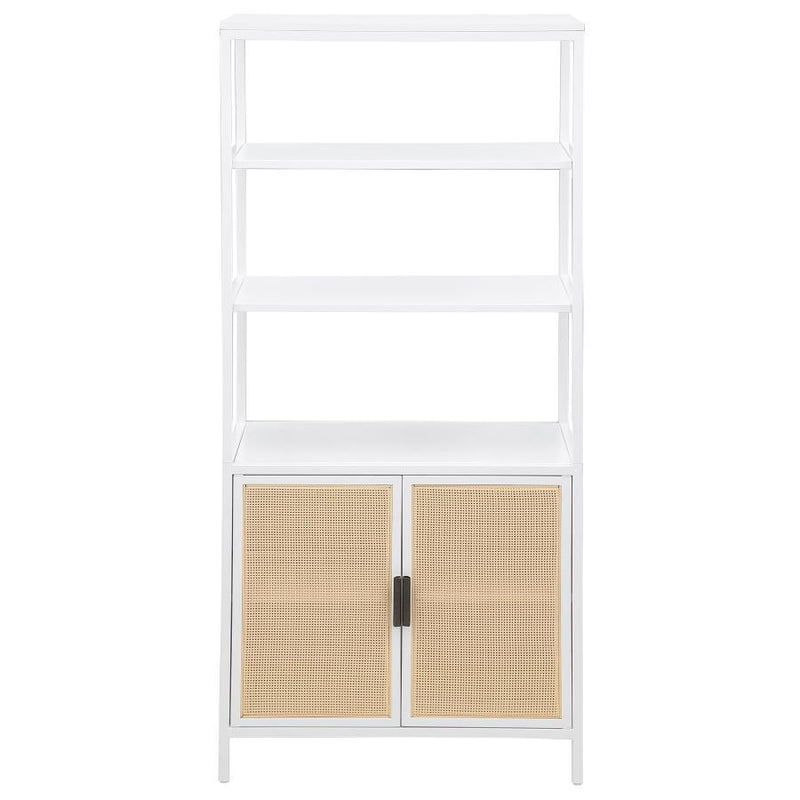 Amherst - 3-Shelf Radio Weave Cane Metal Accent Cabinet - JaxCo Furniture