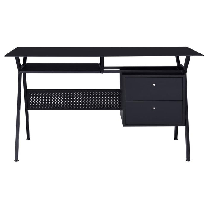 Weaving - 2-Drawer Computer Desk Keyboard Tray - Black - JaxCo Furniture