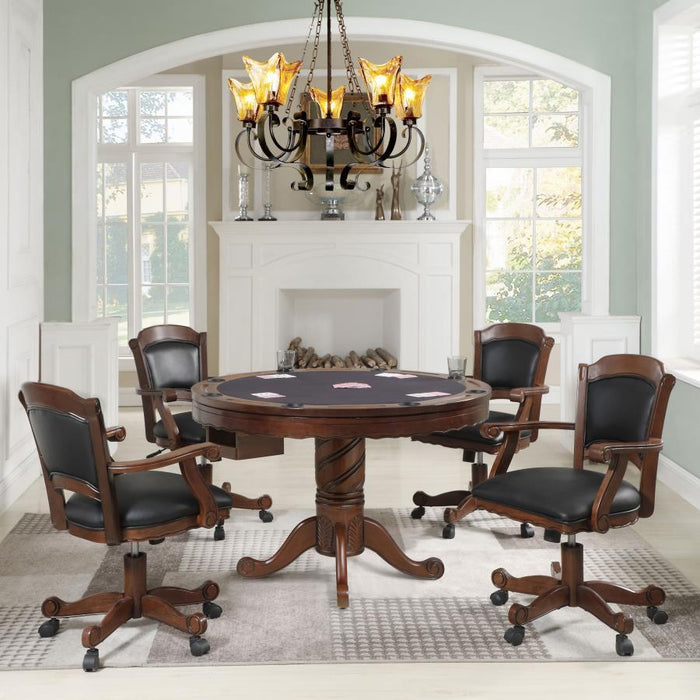 Turk - 5-Piece Dining And Game Table Set - Tobacco - JaxCo Furniture