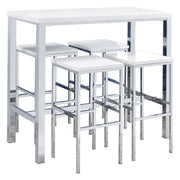 Natividad - 5 Piece Pub Height Bar Table Set - White High Gloss - JaxCo Furniture
