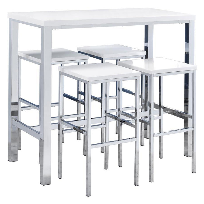 Natividad - 5 Piece Pub Height Bar Table Set - White High Gloss - JaxCo Furniture