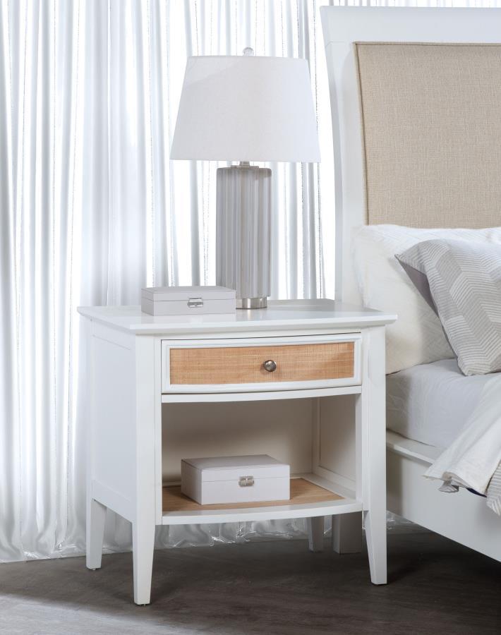 Bexhill - 1-Drawer Nightstand Bedside Table - White - JaxCo Furniture