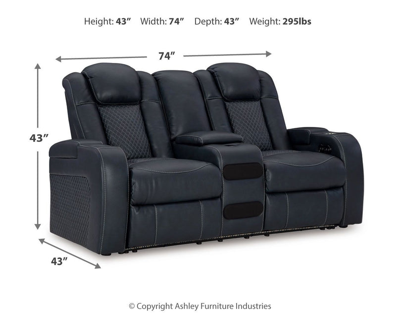 Fyne-dyme - Power Reclining Loveseat With Console/Adj Hdrst - JaxCo Furniture