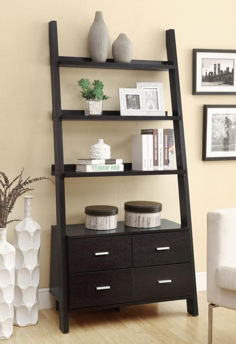 Colella - 5-Shelf Storage Ladder Bookshelf - Cappuccino - JaxCo Furniture