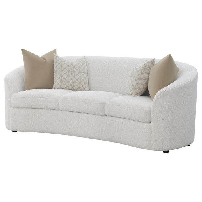 Rainn - Boucle Upholstered Sloped Arm Sofa - Latte - JaxCo Furniture