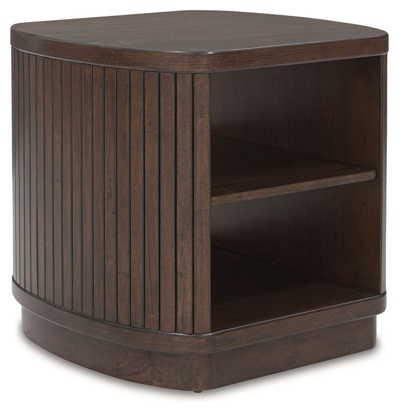 Korestone - Dark Brown - Square End Table - JaxCo Furniture