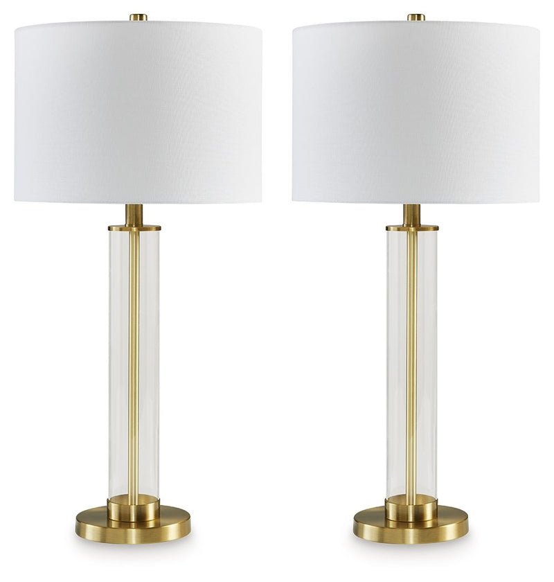 Orenman - Clear / Brass Finish - Glass Table Lamp (Set of 2) - JaxCo Furniture
