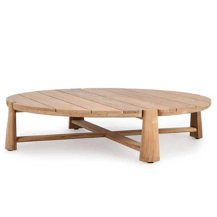 Aston - Outdoor Round Wood Coffee Table - Natural - JaxCo Furniture