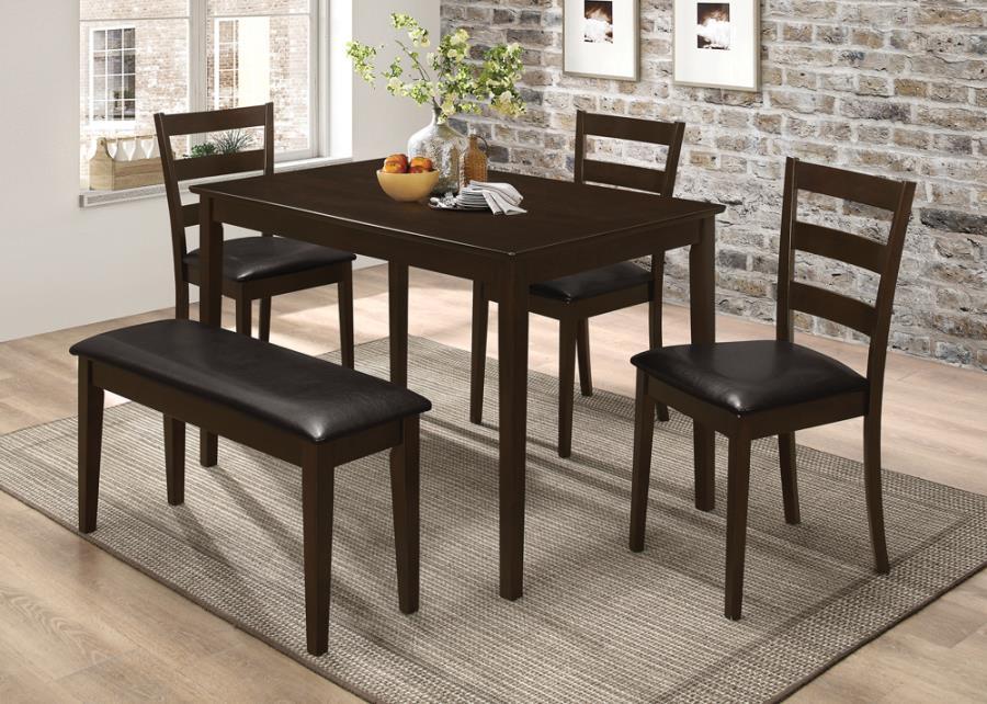 Guillen - 5 Piece Rectangular Dining Table Set - Cappuccino - JaxCo Furniture