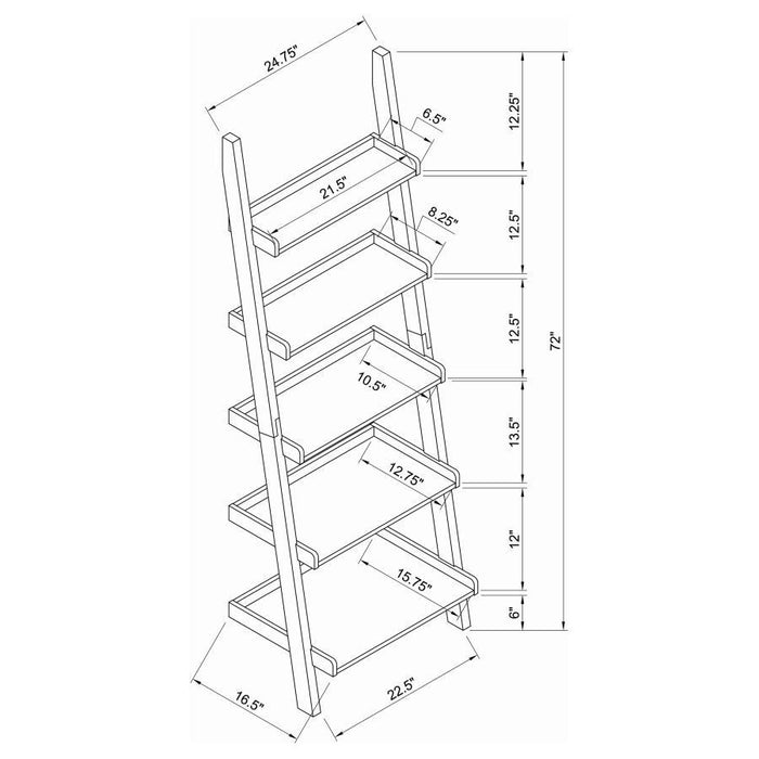 Colella - 5-Shelf Ladder Bookshelf - Cappuccino - JaxCo Furniture