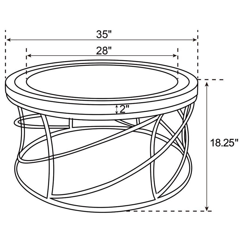Elise - Round Mirror Top Stainless Steel Coffee Table - Gold - JaxCo Furniture