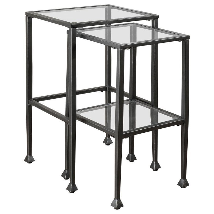 Leilani - 2 Piece Glass Top Nesting Table Set - Black - JaxCo Furniture