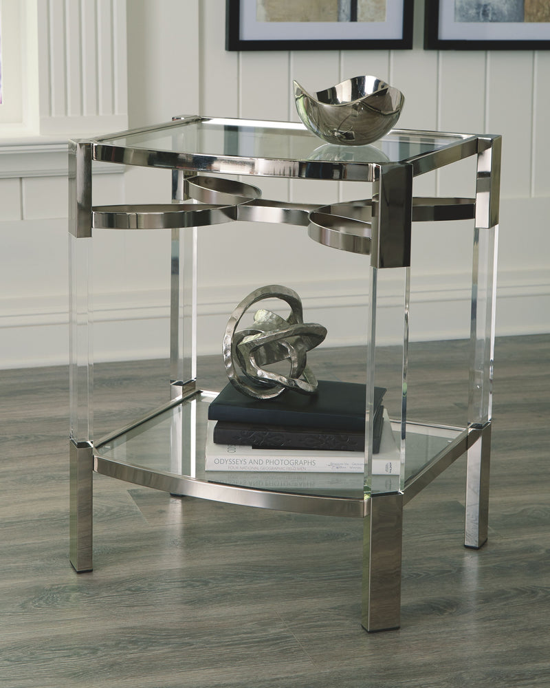 Chaseton - Clear / Silver Finish - Accent Table - JaxCo Furniture