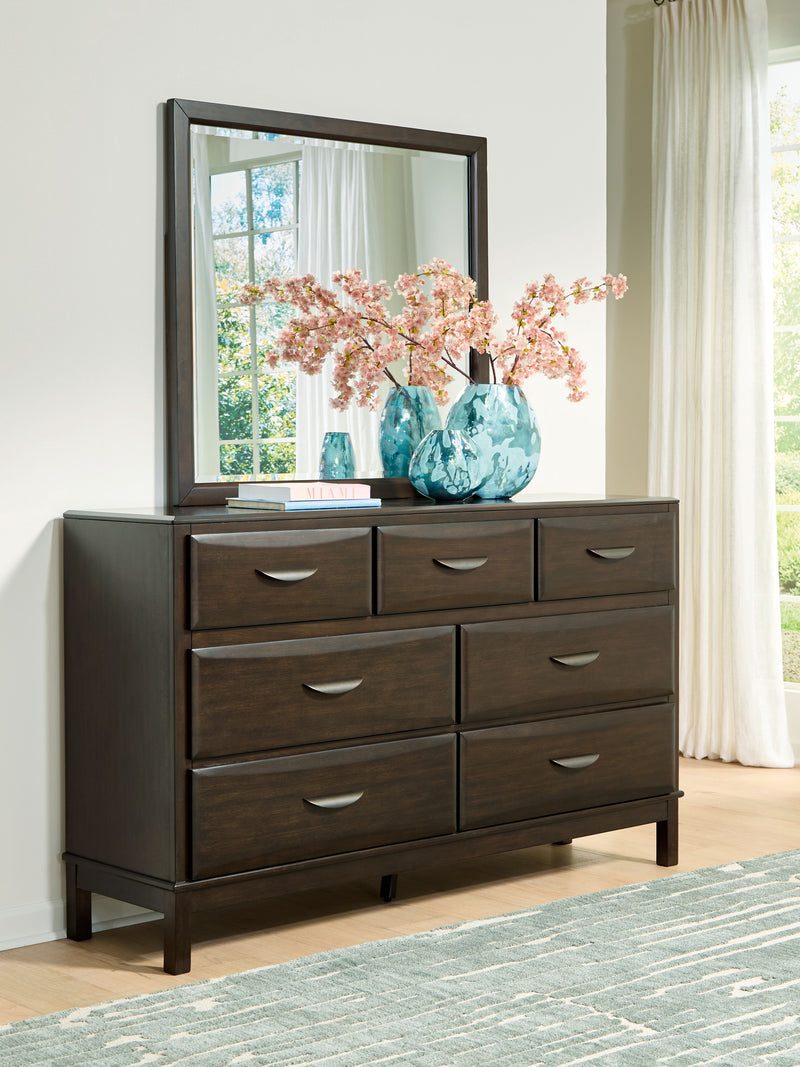 Vanmore - Dark Brown - Dresser And Mirror - JaxCo Furniture