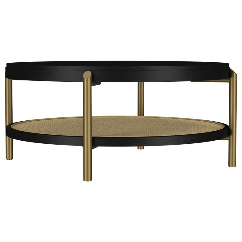 Arini - Round Coffee Table With Storage Shelf - JaxCo Furniture