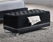 Barzini - Velvet Upholstered Tufted Storage Bench - Black - JaxCo Furniture