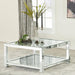 Valentina - 1-Shelf Square Glass Top Coffee Table - Silver - JaxCo Furniture