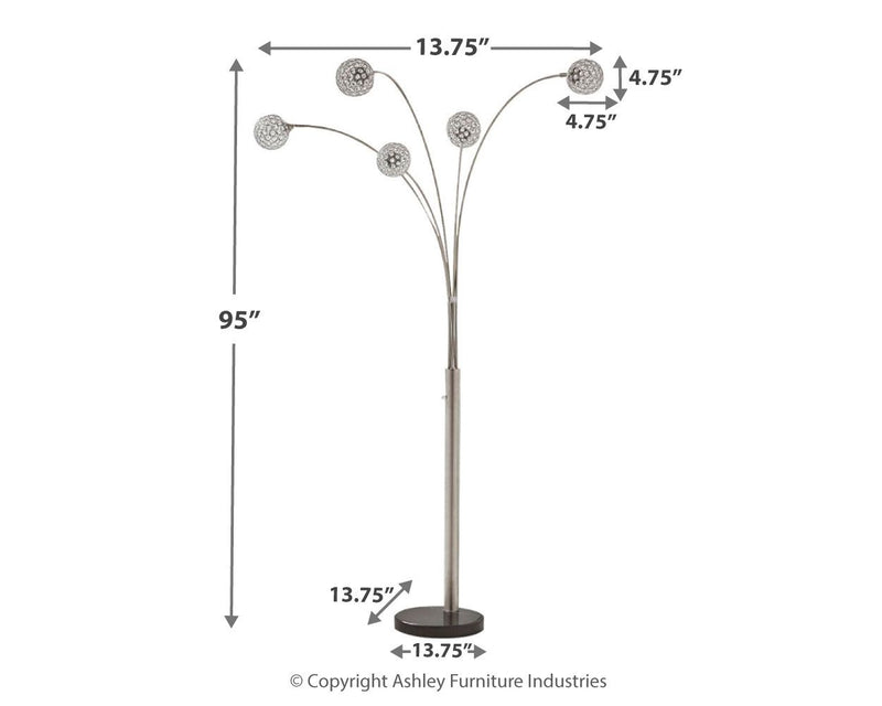 Winter - Silver Finish - Metal Arc Lamp - JaxCo Furniture