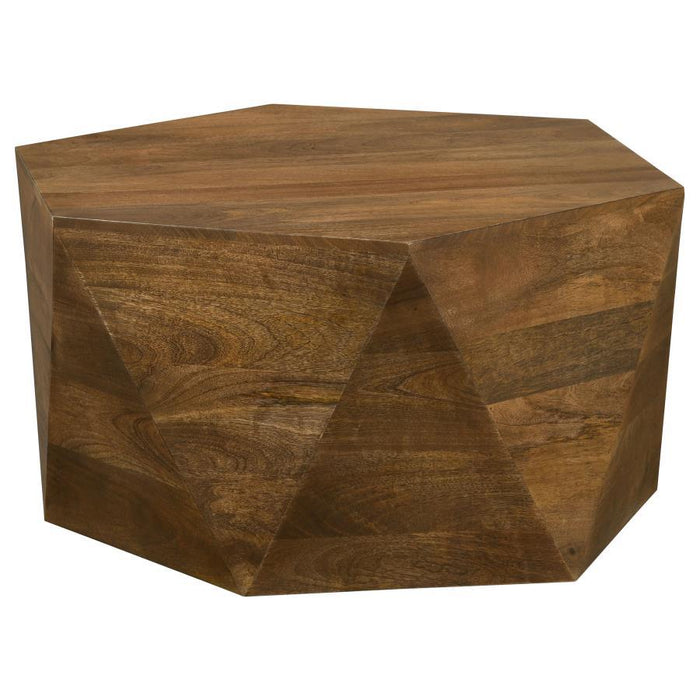 Zalika - Hexagonal Solid Mango Wood Coffee Table - Natural - JaxCo Furniture