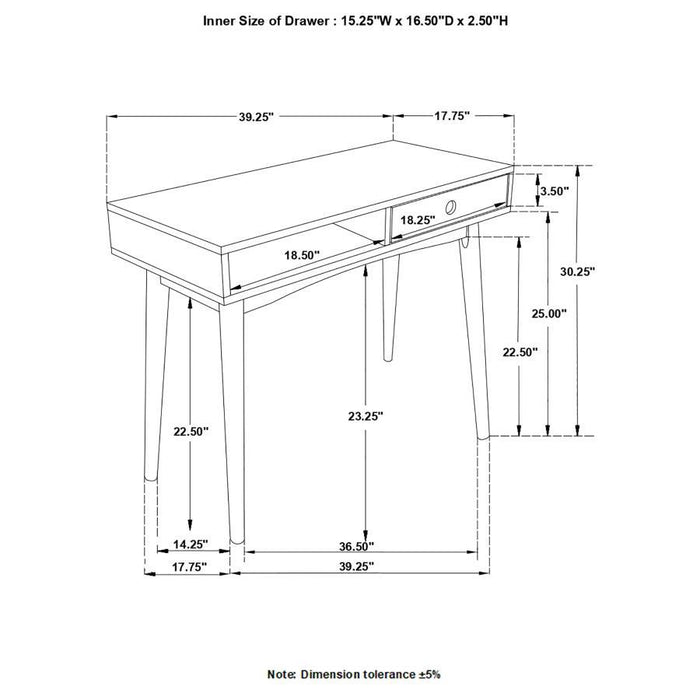 Bradenton - 1-Drawer Wood Writing Desk - White - JaxCo Furniture