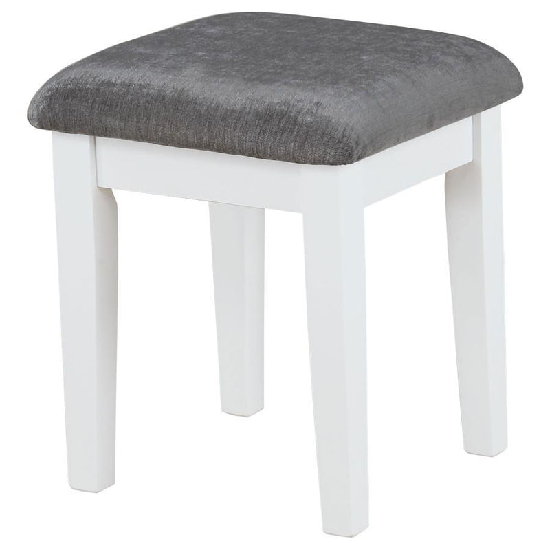 Elijah - Vanity Set With Lighting & Stool - White And Dark Gray - JaxCo Furniture