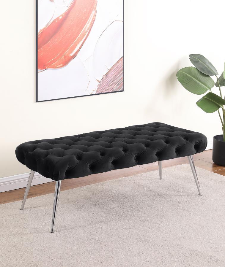 Ella - Upholstered Tufted Bench Metal Legs - JaxCo Furniture