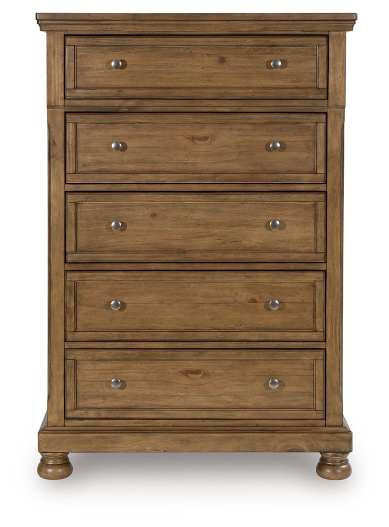 Feddinger - Medium Brown - Five Drawer Chest - JaxCo Furniture