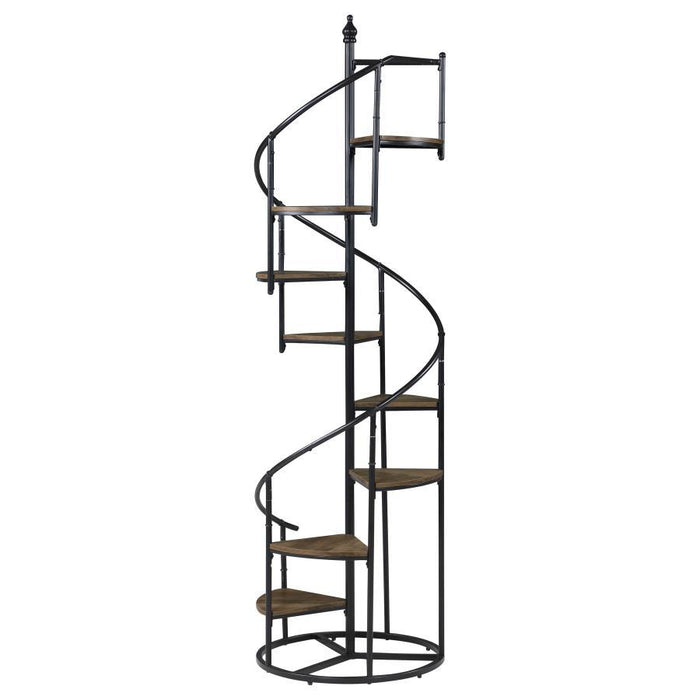 Roseglen - 8-Shelf Staircase Bookshelf - Rustic Brown - JaxCo Furniture